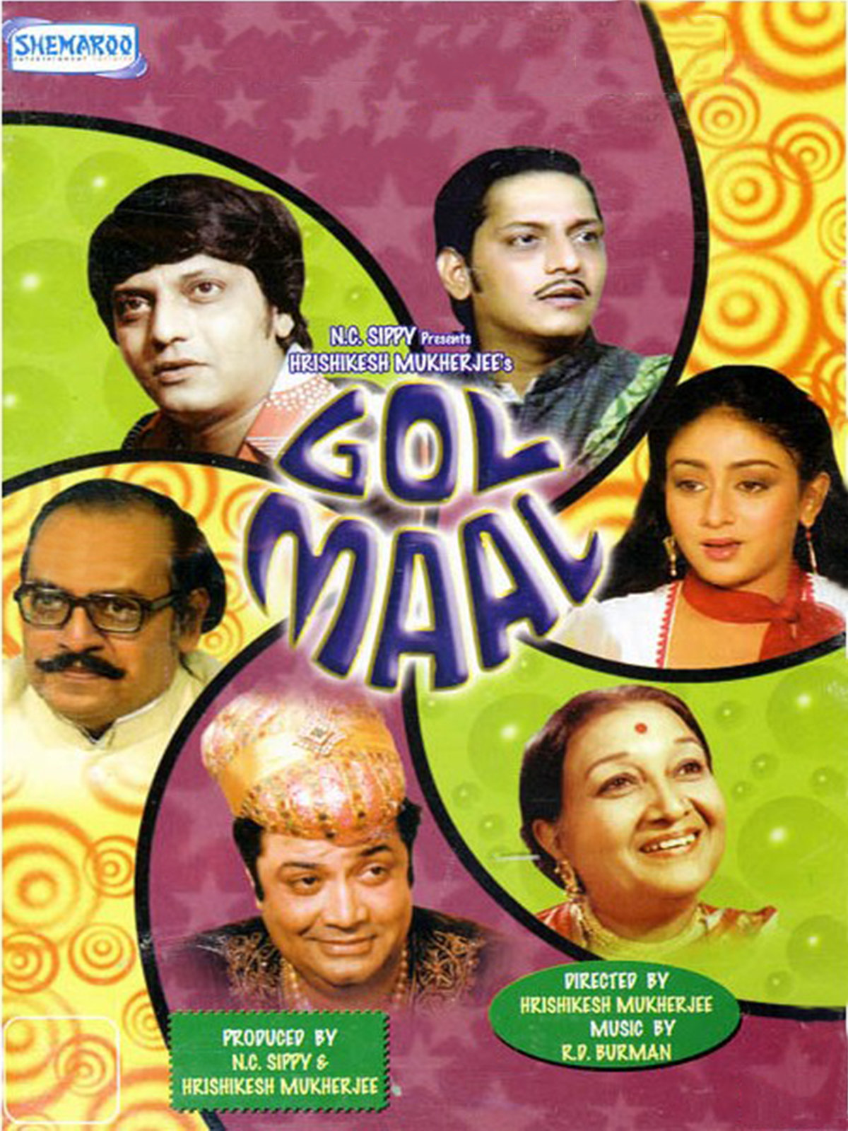 Golmaal 1979 poster starring Amol Palekar, Bindiya Goswami, Utpal Dutt, Deven Varma, Dina Pathak